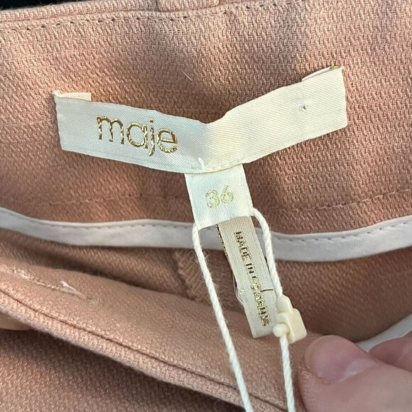 Maje Tapered Leg Linen‎ Blend Cuffed Ankle Pant Rose Pink Size 36 NWT - Picture 6 of 9